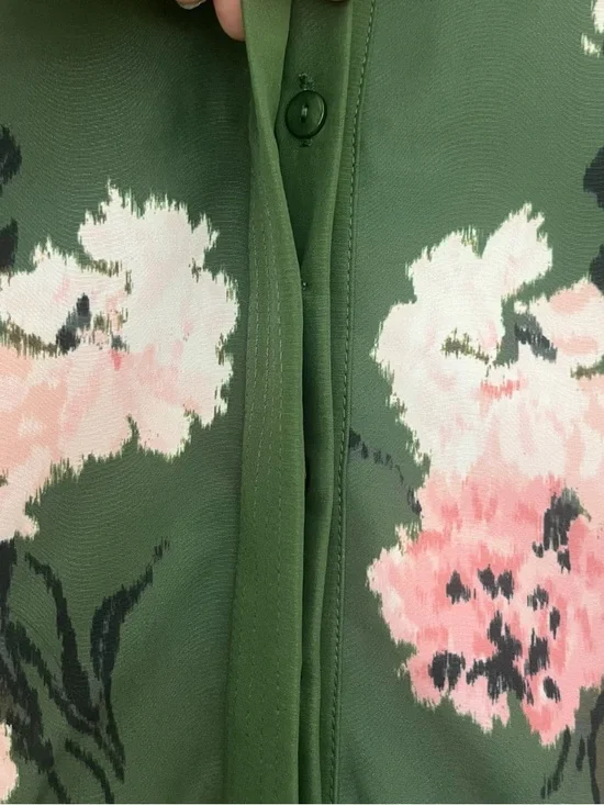 Tuckernuck Olive and Pressed Chloe Green Pink Floral Midi Dress Wide Sleeves Med - Picture 6 of 15